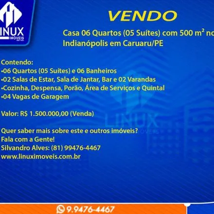 Buy this 6 bed house on Avenida Josefa Maria de Menezes in Indianópolis, Caruaru - PE