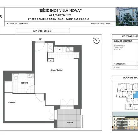 Rent this 2 bed apartment on Bâtiment A in Allée Jacqueline Auriol, 78210 Saint-Cyr-l'École