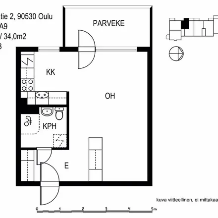 Rent this 1 bed apartment on Simpsintie 2 in 90530 Oulu, Finland