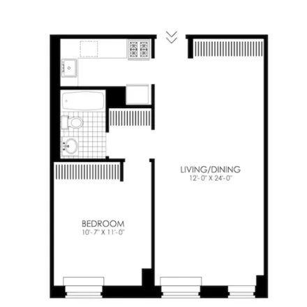 Rent this 1 bed apartment on High School of Graphic Communication Arts in 439 West 49th Street, New York