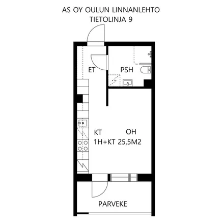 Rent this 1 bed apartment on Tietolinja 7A in 90590 Oulu, Finland