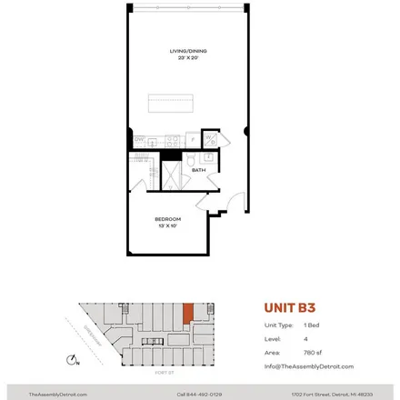 Image 1 - Corktown Lofts, 1702 West Fort Street, Detroit, MI 48216, USA - Apartment for rent
