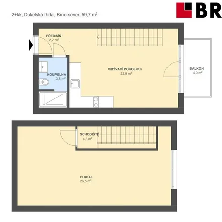 Rent this 2 bed apartment on Náměstí Republiky in Dukelská třída, 613 00 Brno