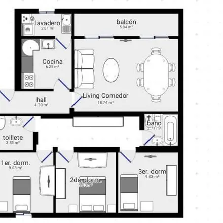 Rent this 3 bed apartment on Segurola 1496 in Vélez Sarsfield, C1407 FAK Buenos Aires