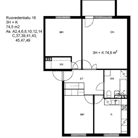 Rent this 3 bed apartment on Ruovedenkatu 16 in 33720 Tampere, Finland