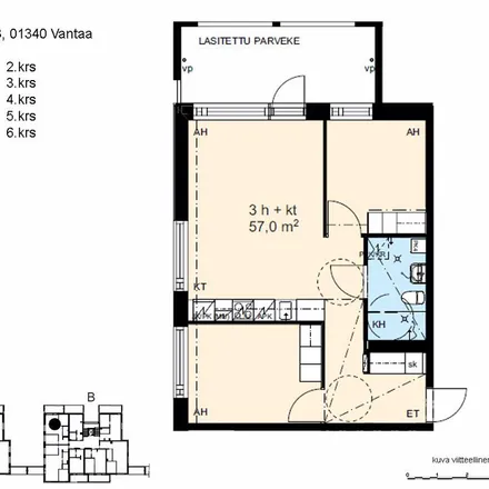 Rent this 3 bed apartment on Leineläntie 3 in 01340 Vantaa, Finland