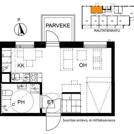 Rent this 1 bed apartment on Rautatienkatu 78 in 90120 Oulu, Finland