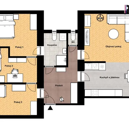 Rent this 4 bed apartment on Podskalská 1290/15 in 128 00 Prague, Czechia