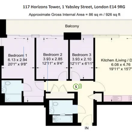 Image 9 - Horizons Tower, 1 Yabsley Street, London, E14 9BH, United Kingdom - Apartment for rent