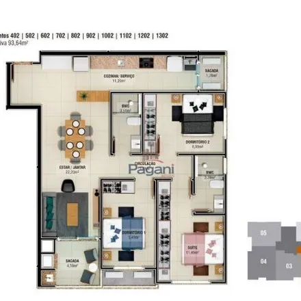 Buy this 3 bed apartment on Avenida Cláudio Zacchi in Pagani, Palhoça - SC