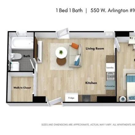 Rent this 1 bed apartment on 550 W Arlington Pl