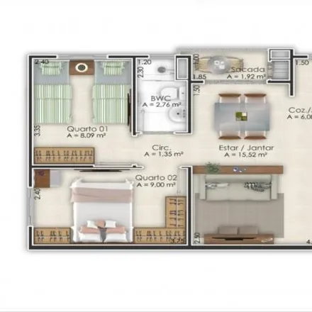 Buy this 2 bed apartment on Rua Cassiano Ricardo in Vargem Grande, Pinhais - PR