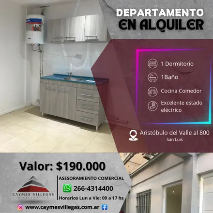 Rent this 1 bed condo on Avenida Justo Daract in Zabala Ortiz, D5702 FJX San Luis