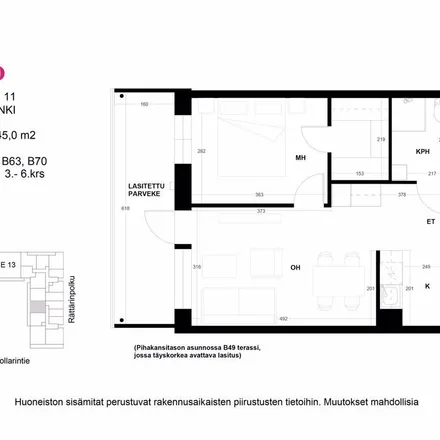 Rent this 2 bed apartment on Klaavuntie 11 in 00910 Helsinki, Finland